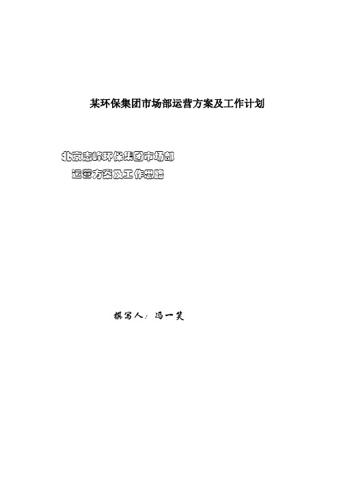 某环保集团市场部运营方案及工作计划
