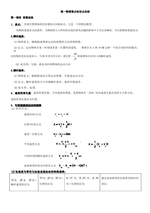 高一物理难点知识点总结