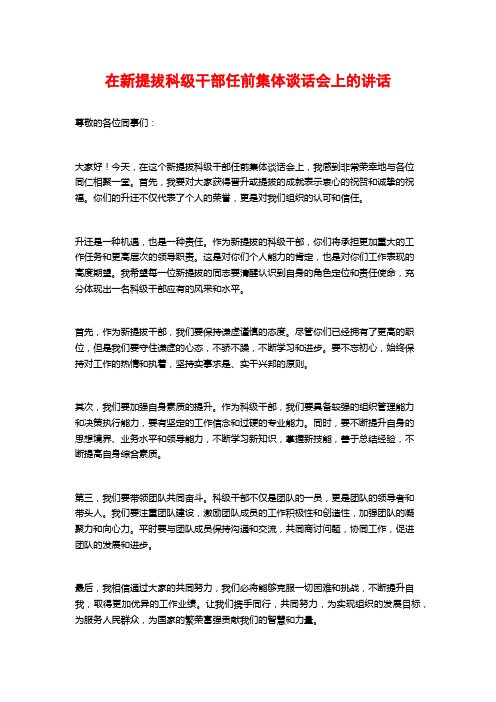 在新提拔科级干部任前集体谈话会上的讲话