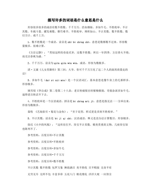 描写许多的词语是什么意思是什么