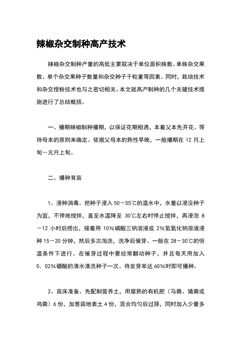 辣椒杂交制种高产技术