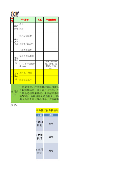 KPI表格式及考核标准范例 