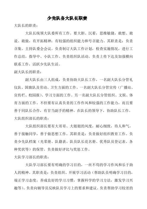 少先队各大队长职责