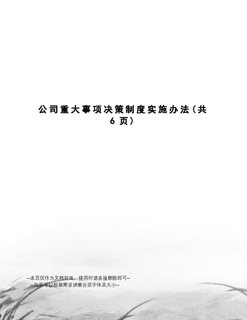 公司重大事项决策制度实施办法