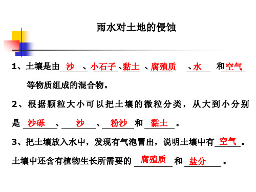 教科版科学五上雨水对土地的侵蚀课件