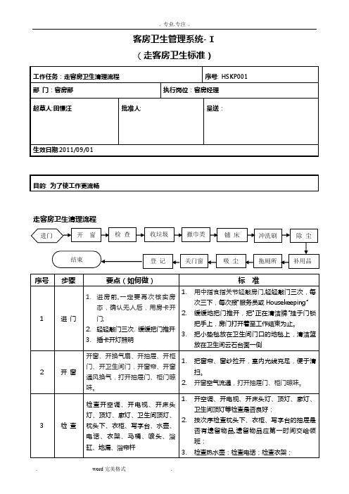 酒店客房卫生操作流程图