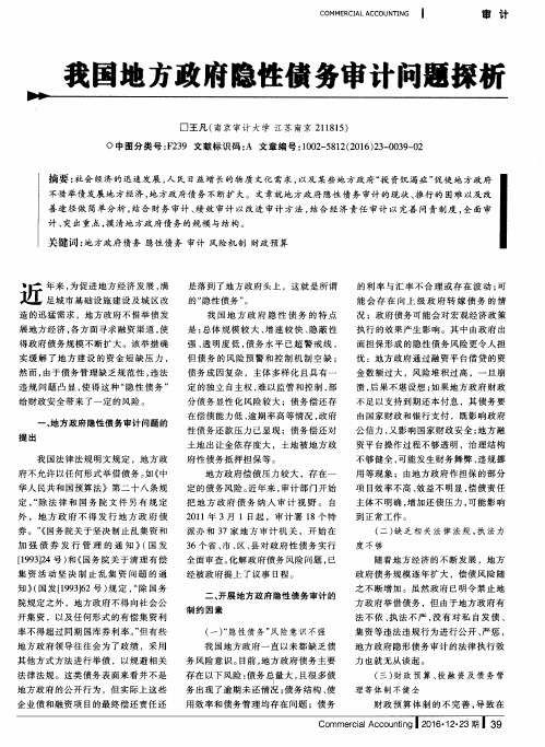 我国地方政府隐性债务审计问题探析