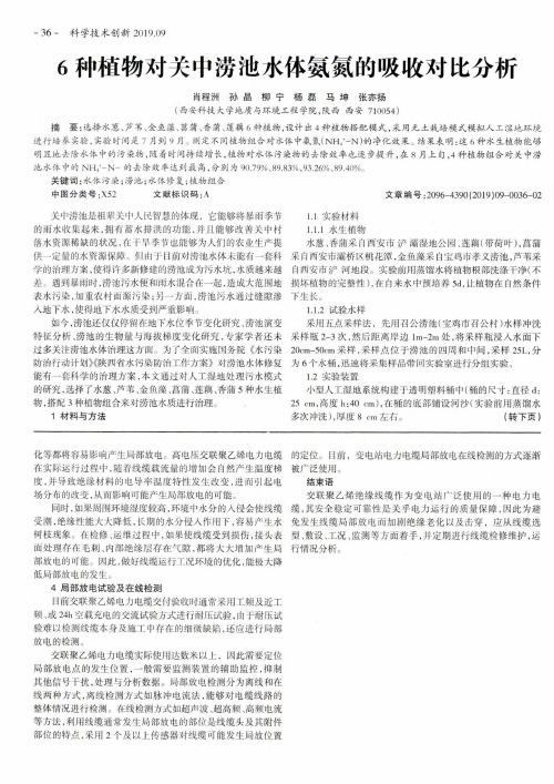 6种植物对关中涝池水体氨氮的吸收对比分析