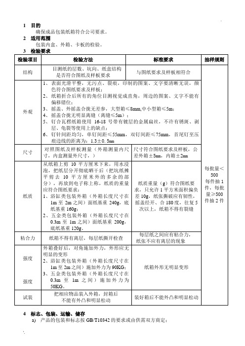 包装纸箱检验标准