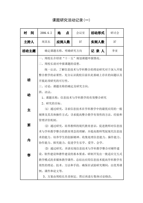 课题研究记录