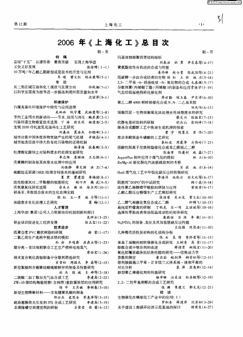 2006年《上海化工》总目次