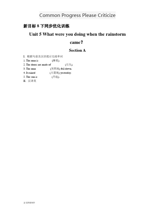 人教版英语八年级下册试题同步优化训练-Unit5Whatwereyoudoingwhentherainstormcame？(SectionA)
