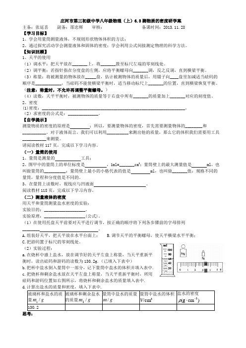 6.3测量物质的密度研学案
