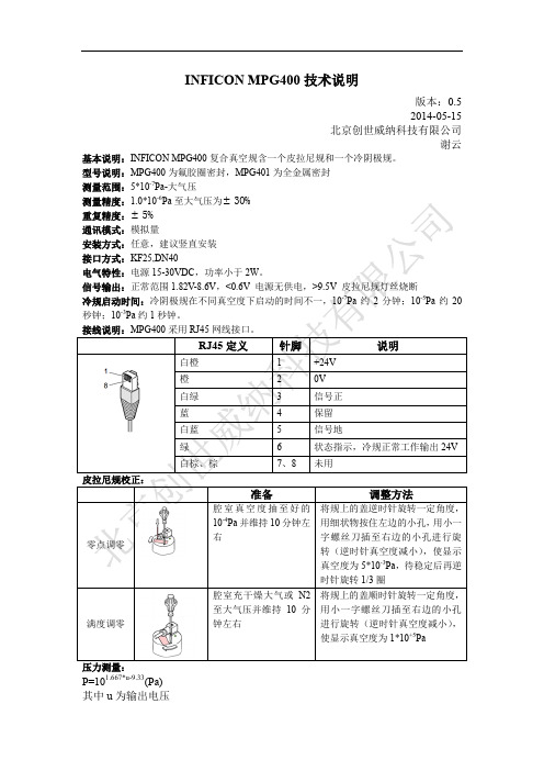 INFICON MPG400技术说明