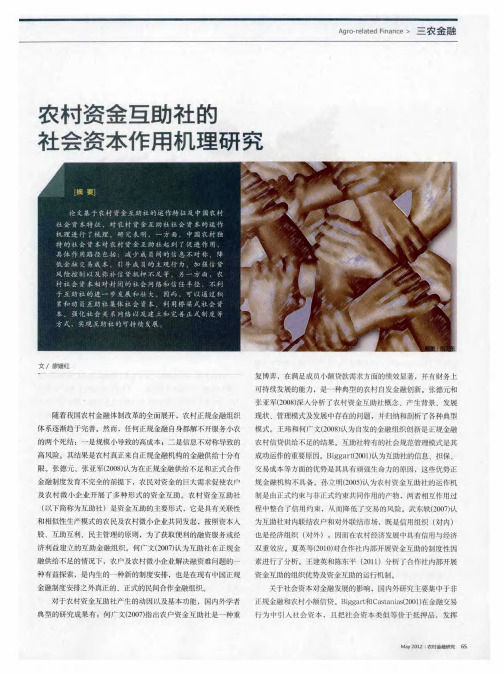 农村资金互助社的社会资本作用机理研究
