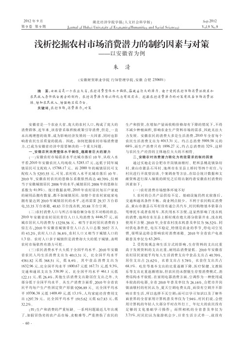 挖掘农村市场消费潜力的制约因素与对策以安徽省为例朱清