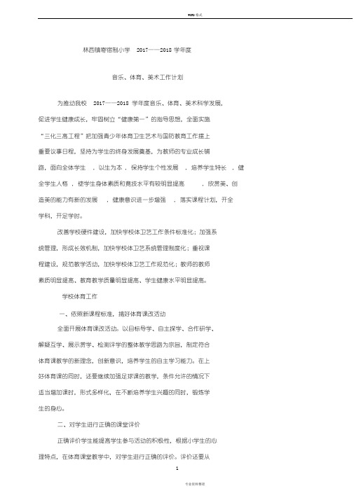 2017-2018学年学校体卫艺工作计划