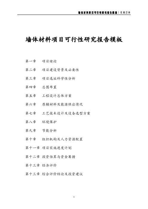 墙体材料项目可行性研究报告模板