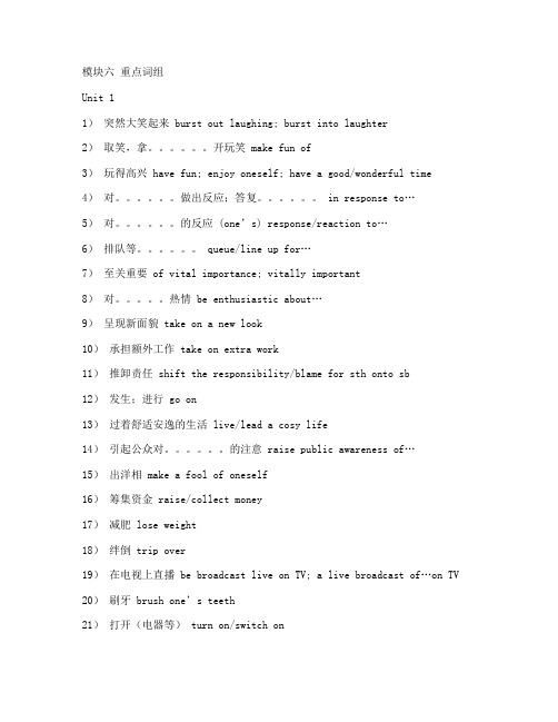 译林牛津模块6 重点词组教师版(译林牛津版高一英语选修六教案教学设计)