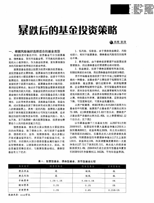 暴跌后的基金投资策略