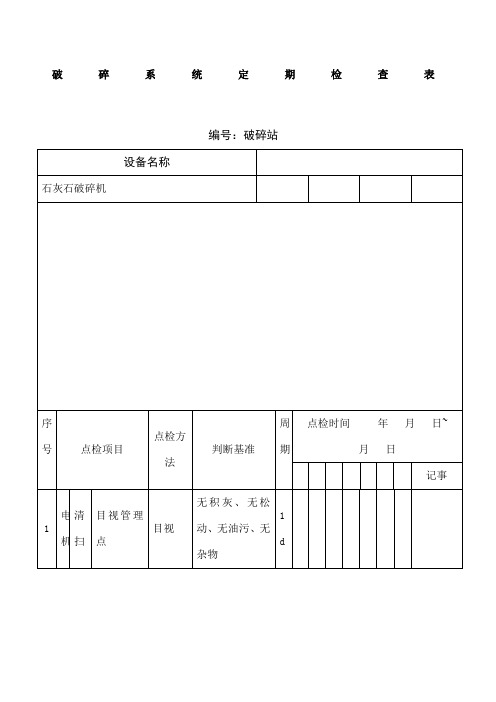 破碎机定期检查表