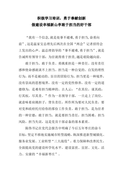 做建设幸福新山亭敢于担当的好干部
