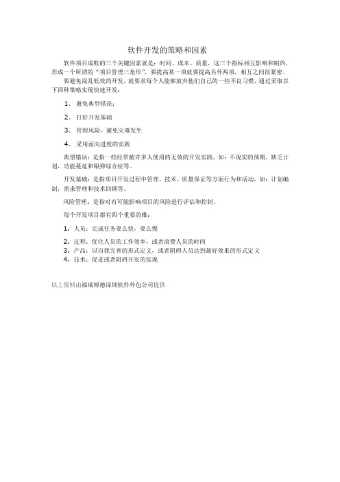 软件开发的策略和因素