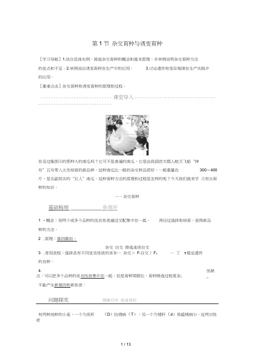 高中生物第六章从杂交育种到基因工程第1节杂交育种与诱变育种教学案新必修