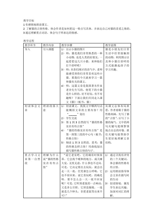 猫 微课教学 教学设计
