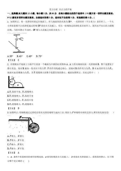 2019年高考物理一轮复习考点《受力分析 共点力的平衡》练习卷