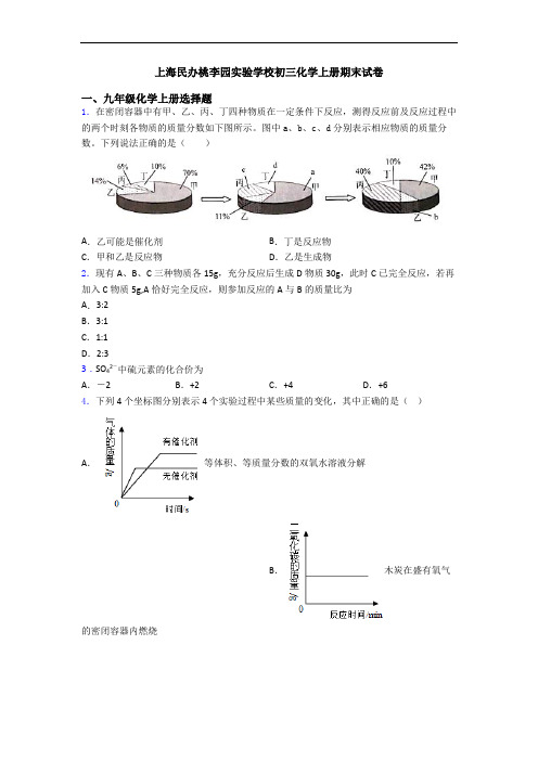 上海民办桃李园实验学校初三化学初三化学上册期末试卷