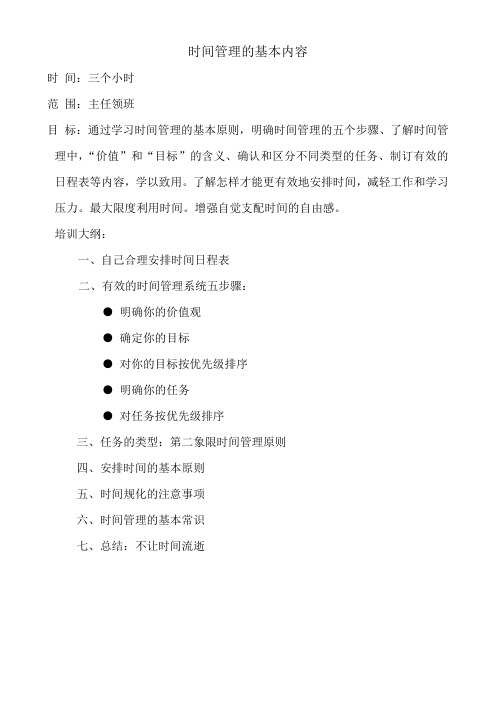 时间管理的基本内容