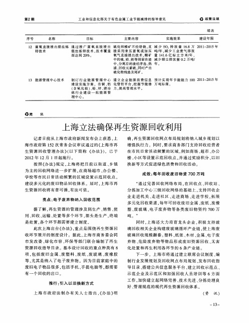 上海立法确保再生资源回收利用