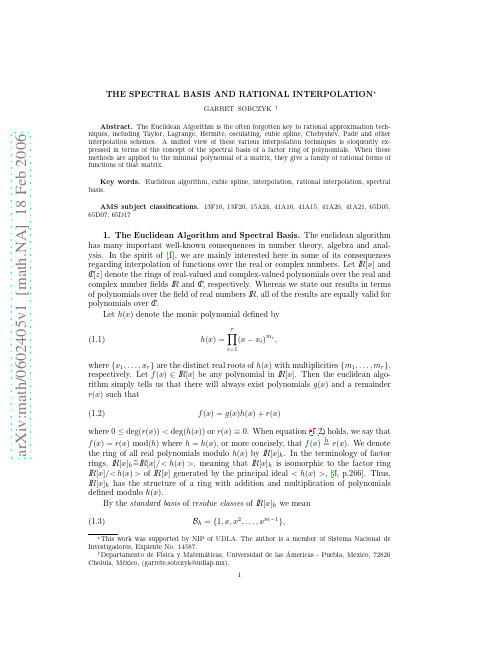 The Spectral Basis and Rational Interpolation
