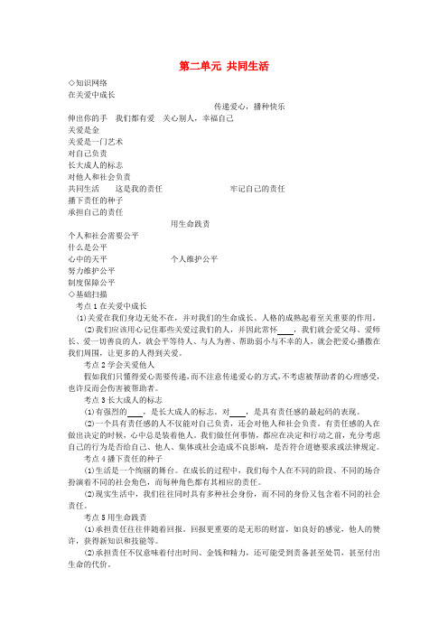 中考政治九全第二单元共同生活复习人民版