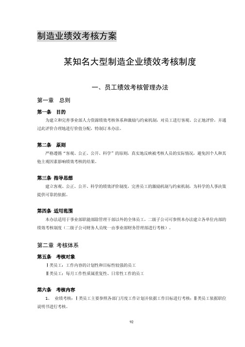 制造业绩效考核方案