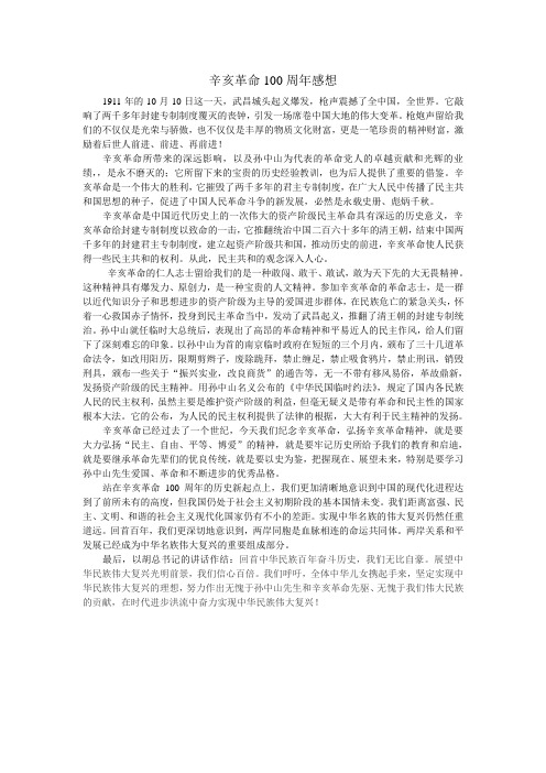 辛亥革命100周年感想