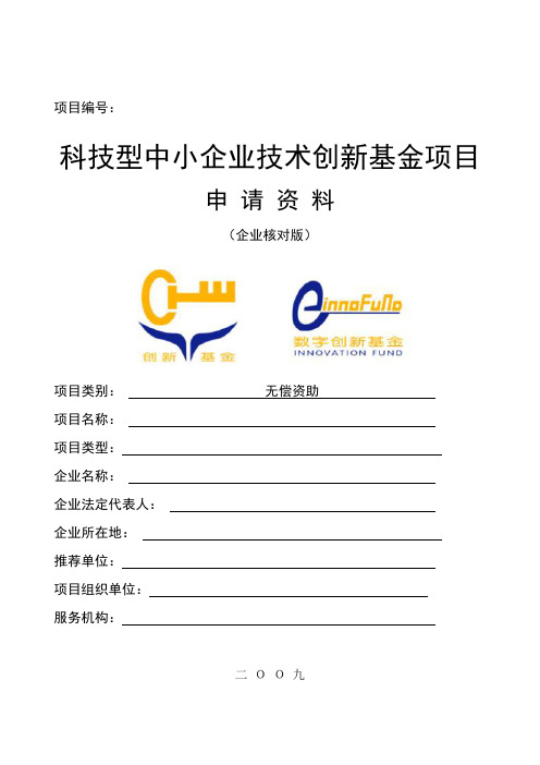 国家中小型企业创新基金申请资料模板