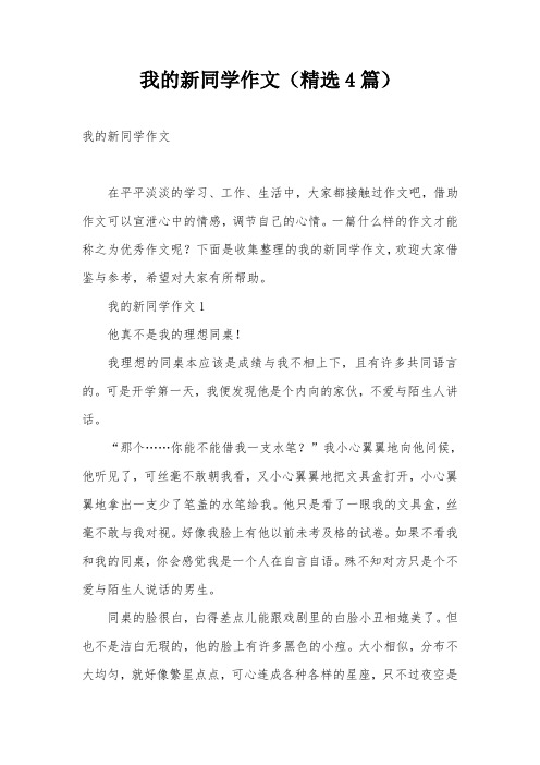 我的新同学作文(精选4篇)