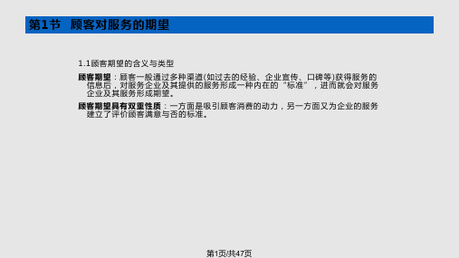 顾客对服务的期望PPT课件