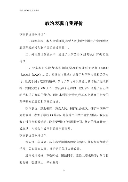 政治表现自我评价