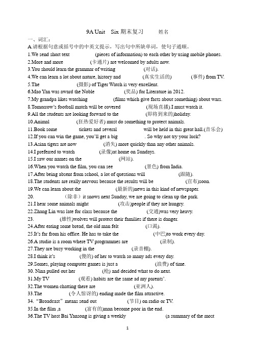 9A Unit Six 期末复习