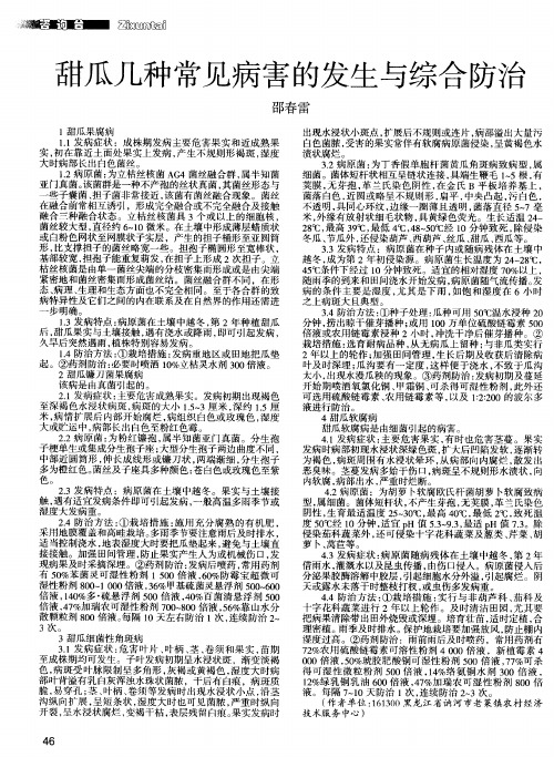 甜瓜几种常见病害的发生与综合防治