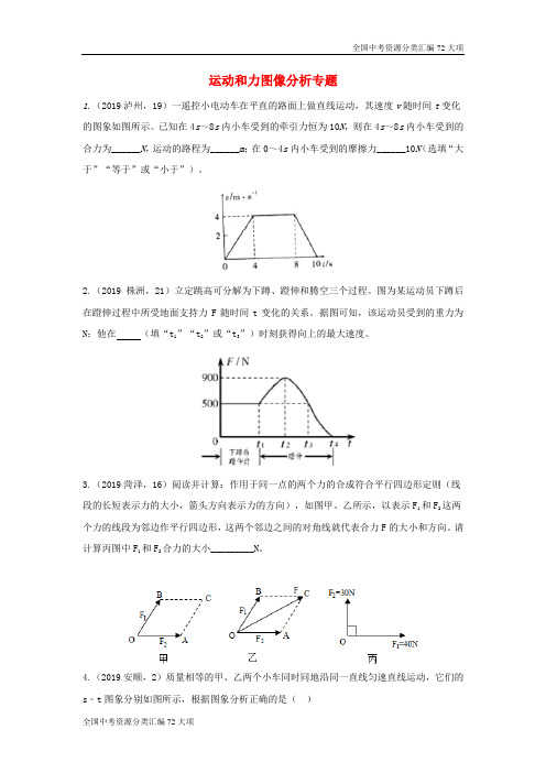 2019年中考物理试题专题分类：26运动和力图像分析专题