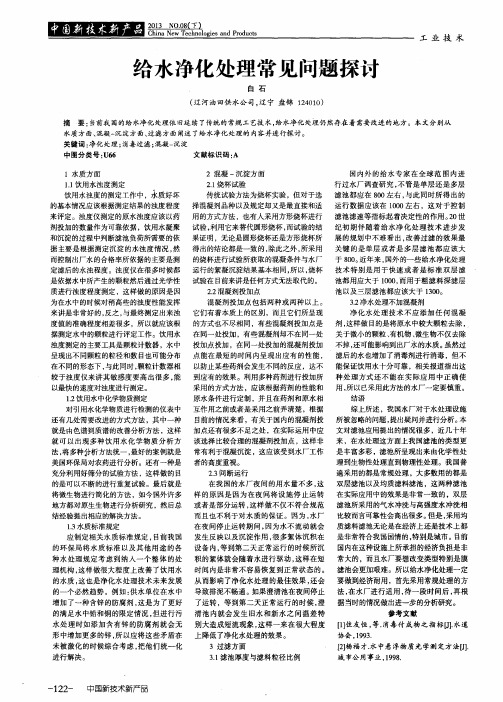 给水净化处理常见问题探讨