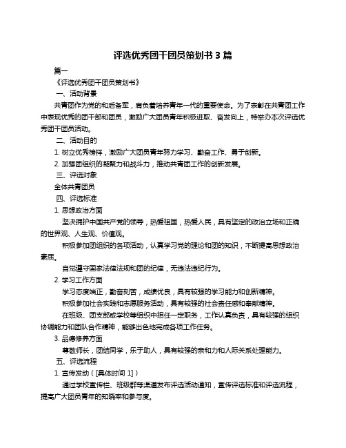 评选优秀团干团员策划书3篇