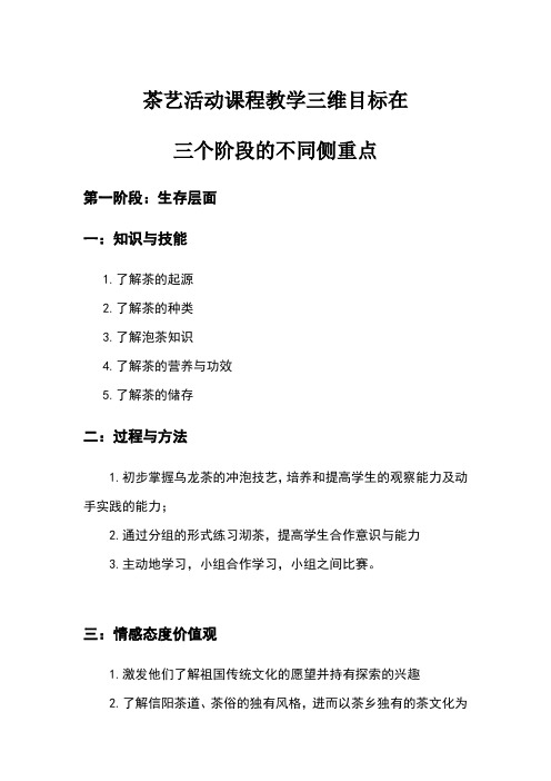 茶艺课三维目标