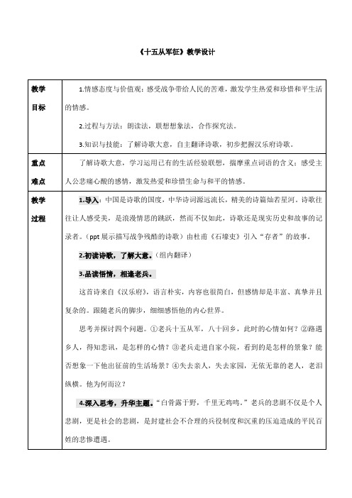 2023-2024学年人教版(部编版)初中语文七年级上册教案 课外古诗词诵读