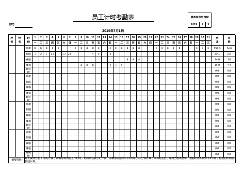 员工计时考勤表-日期自动生成