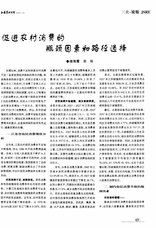 促进农村消费的瓶颈因素和路径选择
